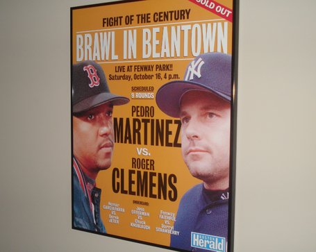 SurvivingGrady's tweet photo. The 1999 ALCS didn't give us a lot to smile about, but game 3 was epic. The Herald's fight card cover from October 16 has been on my office wall for decades. https://t.co/D934fVCTOM