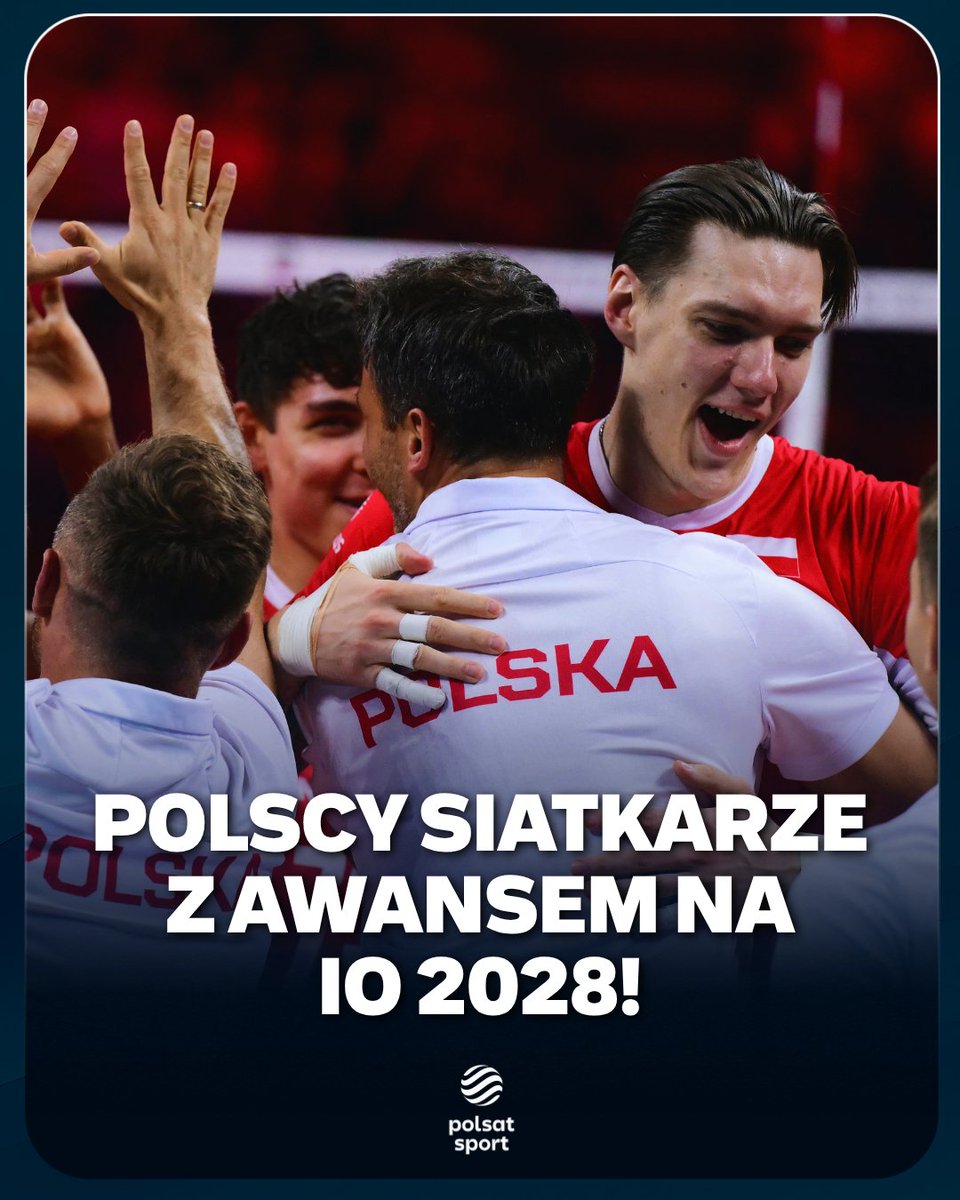 polsatsport's tweet photo. TRIUMF W MISTRZOSTWACH EUROPY ZAPEWNIŁ POLSKIM SIATKARZOM AWANS NA IGRZYSKA OLIMPIJSKIE W LOS ANGELES 2028 ✅ https://t.co/ZvFYqu4oxZ