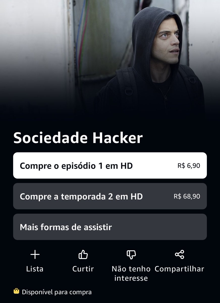 tuitacarlos's tweet photo. o prime video vendendo uma temporada de Mr. Robot -APENAS UMA TEMPORADA- por R$68,99 

AONDE ISSO AQUI VAI PARAR?? https://t.co/U2Sai5sH36