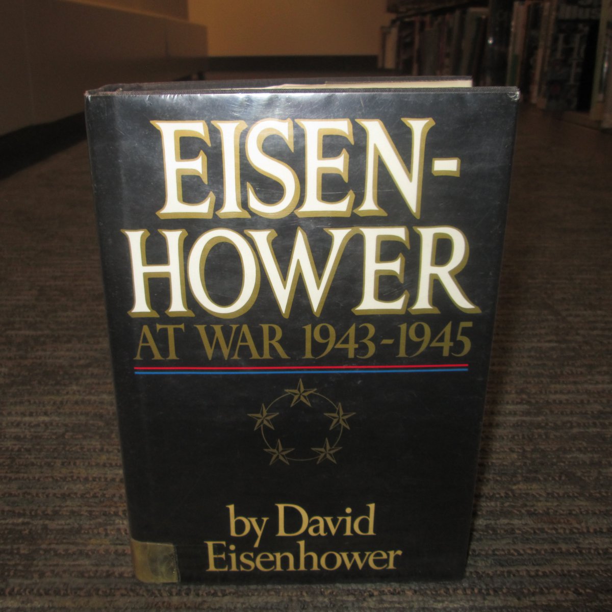 TraciPeddie's tweet photo. On the 40th anniversary of David Eisenhower’s At War 1943–1945, published by Random House on August 12, 1986, I’m sharing photos of a copy I found at Malden Public Library, including images from inside. https://t.co/UlSKvXnZGh