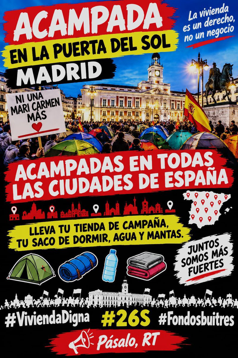 Fuerza2023's tweet photo. 📣 Máxima difusión , RT
#26S #AcampadaSol #Madrid https://t.co/8AUby0UQWW