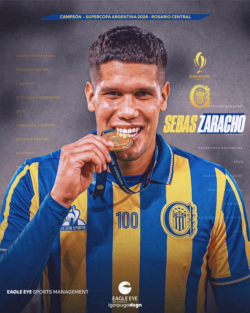 eagleeyefutbol's tweet photo. 🏆🇦🇷 ¡𝑪𝑨𝑴𝑷𝑬𝑶𝑵, 𝑺𝑬𝑩𝑨!
Sebastián Zaracho se consagró campeón de la Supercopa Argentina 2026 con Rosario Central. 💙💛
Un nuevo título para sumar a su carrera y otro gran momento para nuestro jugador.
¡Felicitaciones, Sebas! A seguir por más. 👏🔥
#EagleEye #SebastiánZaracho #RosarioCentral #SupercopaArgentina #Campeón