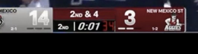 ewmccombs's tweet photo. @CBSSports white on grey for a score Chiron is poor design. Probably violates some a few other standards as well. https://t.co/sLajmNbQCZ