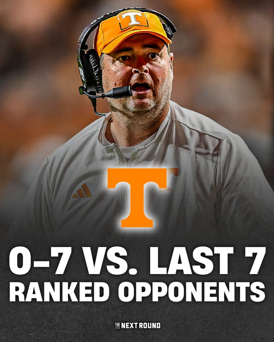 NextRoundLive's tweet photo. Tennessee is now 0-7 in their last 7 games vs. ranked teams. https://t.co/wIxrgzV40N
