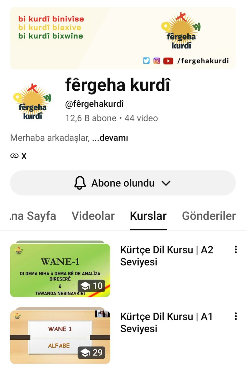 hacrr0's tweet photo. Ji bo hînbûna zimanê Kurdî di Youtubê da rûpelek gelek baş
Kerem bikin 
https://t.co/l6y6ylZFYV https://t.co/gzkhtWcbJe