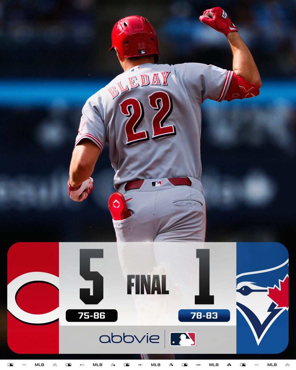 JJ Bleday homers and Rhett Lowder throws six shutout innings as the @​Reds are victorious in Toronto!

(MLB x @​AbbVie) 
 [📷](https://pbs.twimg.com/media/HTLFq