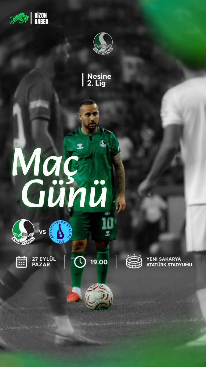 BizonHaber's tweet photo. 🟢 MAÇ GÜNÜ! 🦬

Bugün evimizdeyiz!
Sakaryaspor’umuz, Kütahyaspor’u konuk ediyor.

🏟️ 19.00 | Yeni Sakarya Atatürk Stadyumu

#Sakaryaspor #BizonHaber #Tatangalar https://t.co/LU1jwTbWAD