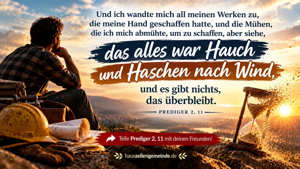 RolandOdenwald's tweet photo. Und ich wandte mich all meinen Werken zu, die meine Hand geschaffen hatte, und die Mühen, die ich mich abmühte, um zu schaffen, aber siehe, das alles war Hauch und Haschen nach Wind, und es gibt nichts, das überbleibt.

💥 Prediger 2, 11 💥

#bibelvers #prediger #glaube #gott https://t.co/VTyhdCbhyQ