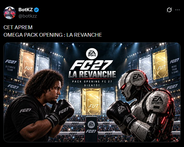 Yuvy83's tweet photo. Dire ça alors que tu mettais en avant, quelques jours avant, le gambling sur FIFA avec une affiche full IA… Même si je comprends le message, ça reste très culotté. https://t.co/1XReL79gf1