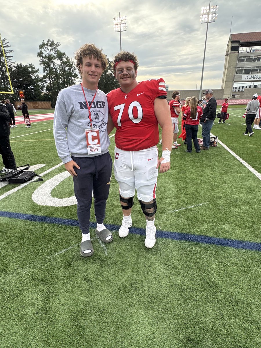 TM3murph7's tweet photo. Blessed to be able to make it up to Ithaca today for a Game Day Visit at @BigRed_Football. I want to thank all the coaches and staff who made this possible, I had a great time the campus and facilities were wonderful. 
@Coach_Hatcher20 @DanSwanstrom @TreyFlowers_ @M_E_Miller https://t.co/dE4xFHNdT1