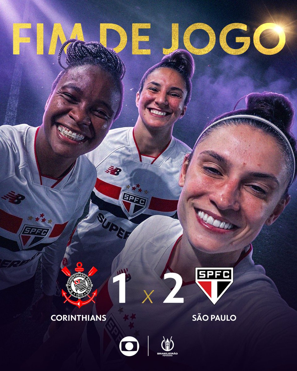 tvglobo's tweet photo. SÃO PAULO ABRE VANTAGEM NO JOGO DE IDA DA FINAL DO BRASILEIRÃO FEMININO! 🔥

Tricolor vira na Neo Química Arena, vence o Corinthians por 2 a 1 e agora joga por um empate pra ficar com o título. A GENTE DESCOBRE QUEM LEVA NA SEMANA QUE VEM!  

#BrasileirãoFeminino #FutebolnaGlobo #BrasileirãoFemininoNaGlobo #CORxSAO