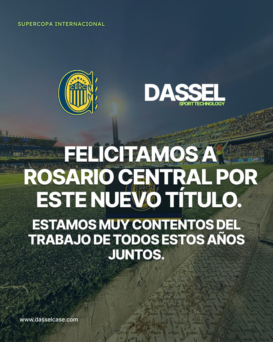 Dasselsportech's tweet photo. Felicitaciones, Rosario Central! 

Es un orgullo y un placer acompañarlos durante estos años, siendo parte de este camino y trabajando juntos! 

Gracias por confiar en nuestro trabajo. https://t.co/OugupvsNvB