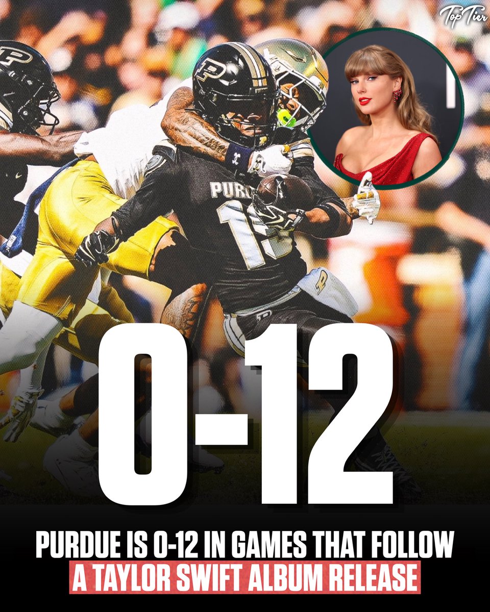 TopTierStateX's tweet photo. Purdue has NEVER won a football game that followed a Taylor Swift album release. https://t.co/HMseTfwNnd