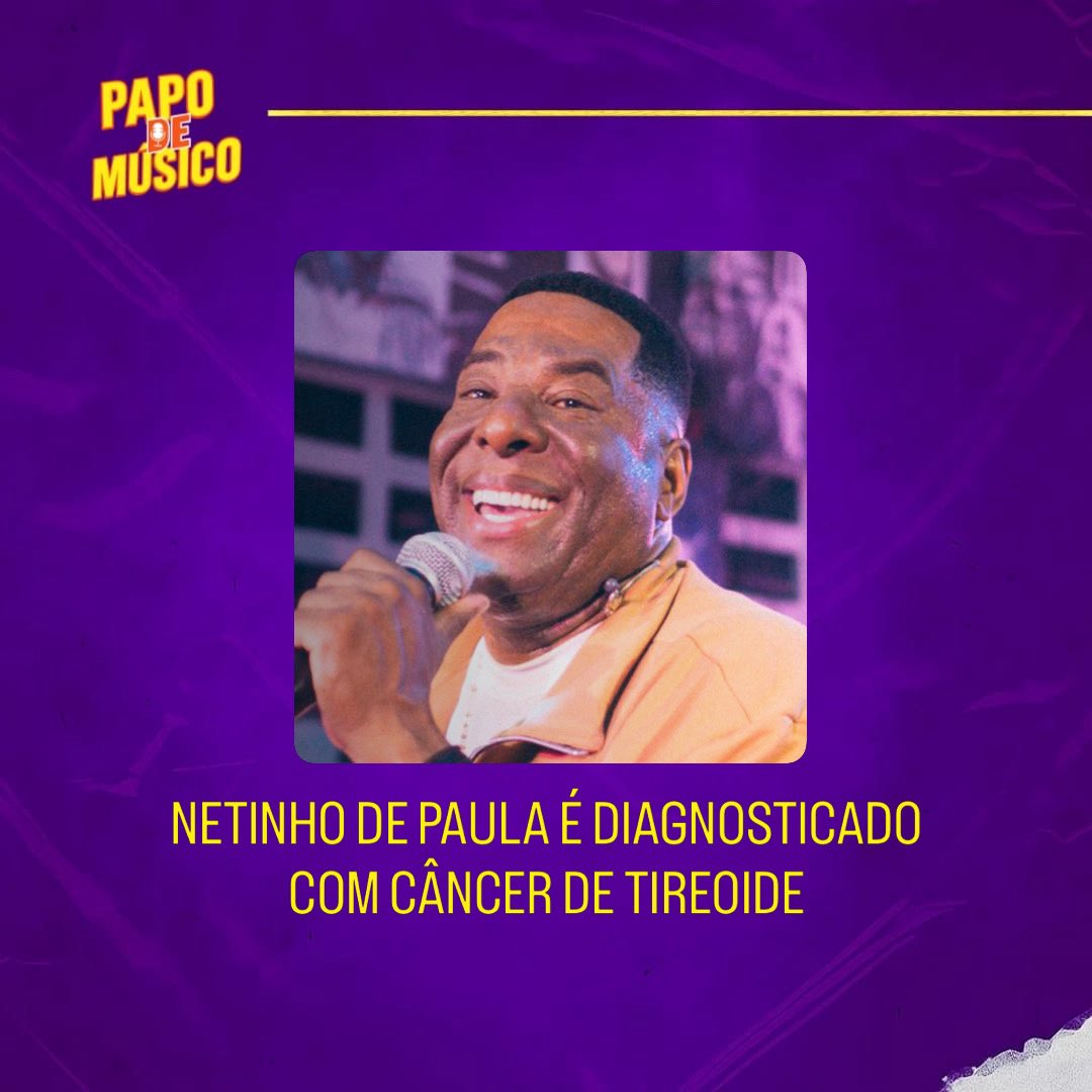 pdmpapodemusico's tweet photo. O cantor e apresentador Netinho de Paula, de 56 anos, foi diagnosticado com câncer de tireoide. Segundo fontes próximas ao artista, ele já iniciou o tratamento. A assessoria confirmou que Netinho passou por exames e informou que uma nota oficial deve ser divulgada.

#Netinho https://t.co/xJmwfrUFTz