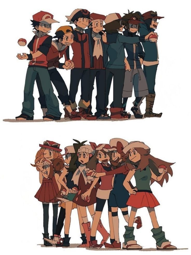 pokemonsplanet's tweet photo. Love how the Dimond and pearl pair is just 'oh there u are!' and 'haha yup' https://t.co/V9JeIURADV