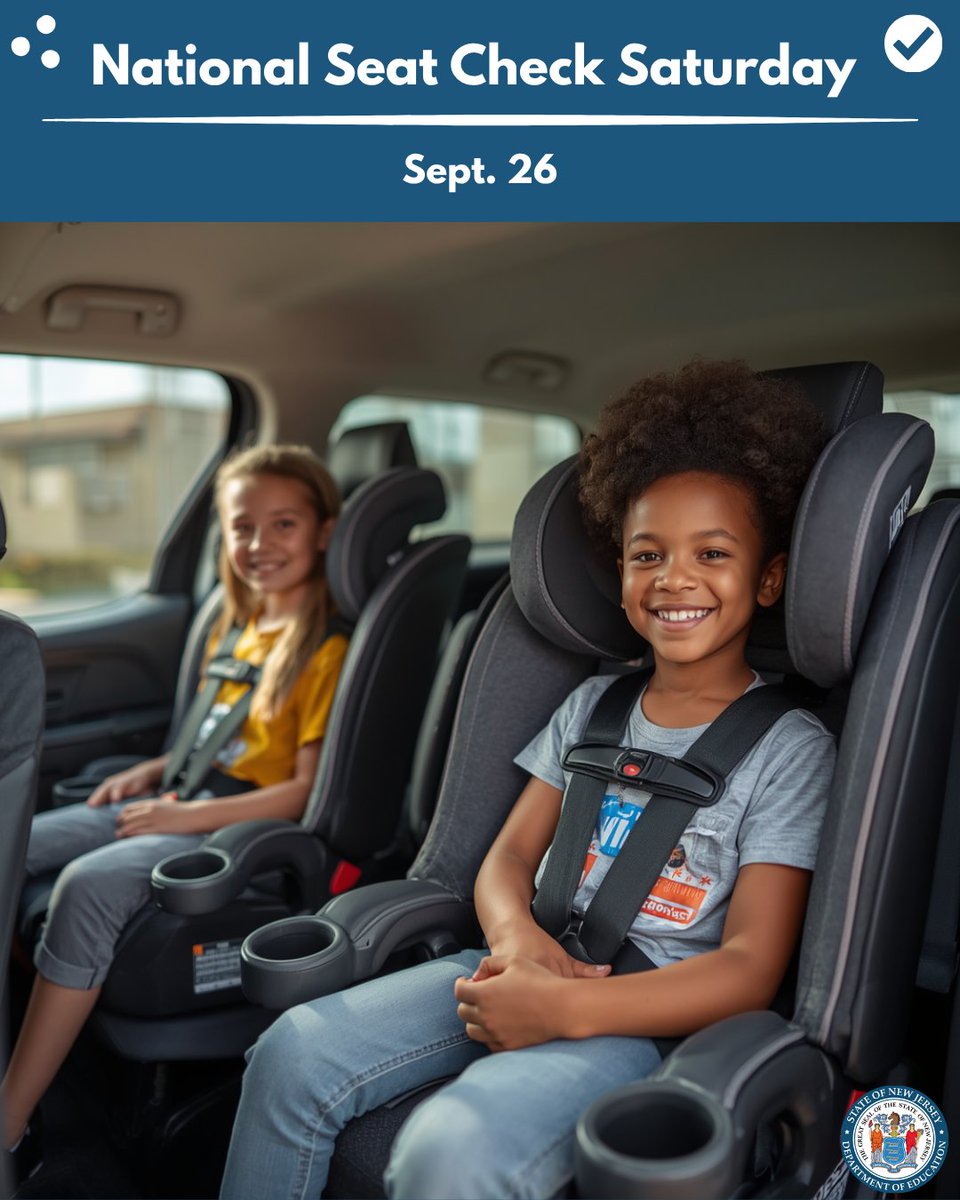 NewJerseyDOE's tweet photo. Proper installation of car seats, booster seats, and seat belts helps keep students safe during transportation. Safety technicians across New Jersey offer free support, and families can also connect with Safe Kids New Jersey. Learn more: https://t.co/LuCF1WFnZI #SeatCheckSaturday https://t.co/RnuPlvpgKl