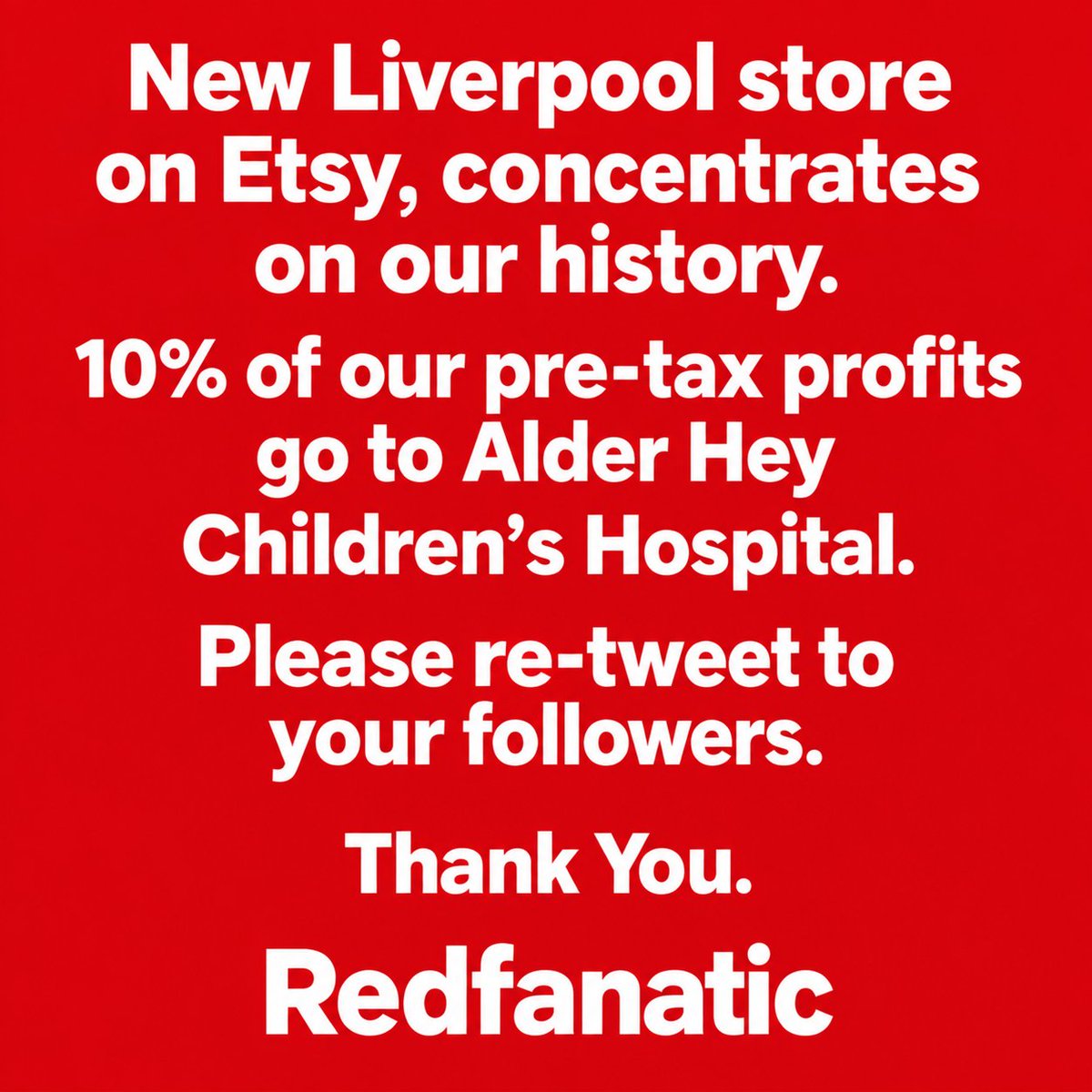 RedFanaticArt's tweet photo. VISIT OUR STORE ON ETSY. YOU WILL RECEIVE 10% DISCOUNT ON CHECKOUT. IF YOU EVEN FAVOURITE AN ITEM, YOU WILL GET 10% OFF IT WHEN YOU RETURN. @AlderHeyCharity #LFC #AlderHey https://t.co/7QC8Wfwjfx