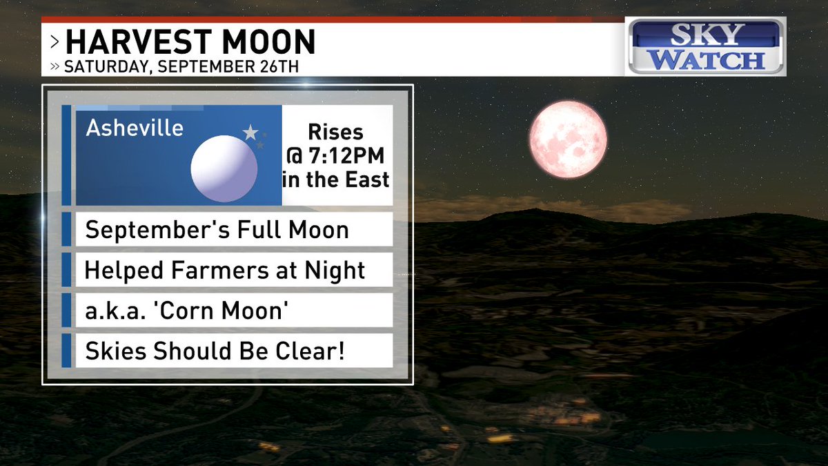 KarenWynneWLOS's tweet photo. The Harvest Moon peaks on this clear, chilly Saturday night. @WLOS_13 #LiveOnWLOS #avlwx #wncwx #scwx https://t.co/vc8C3Iipvm https://t.co/eCixuzyO8x