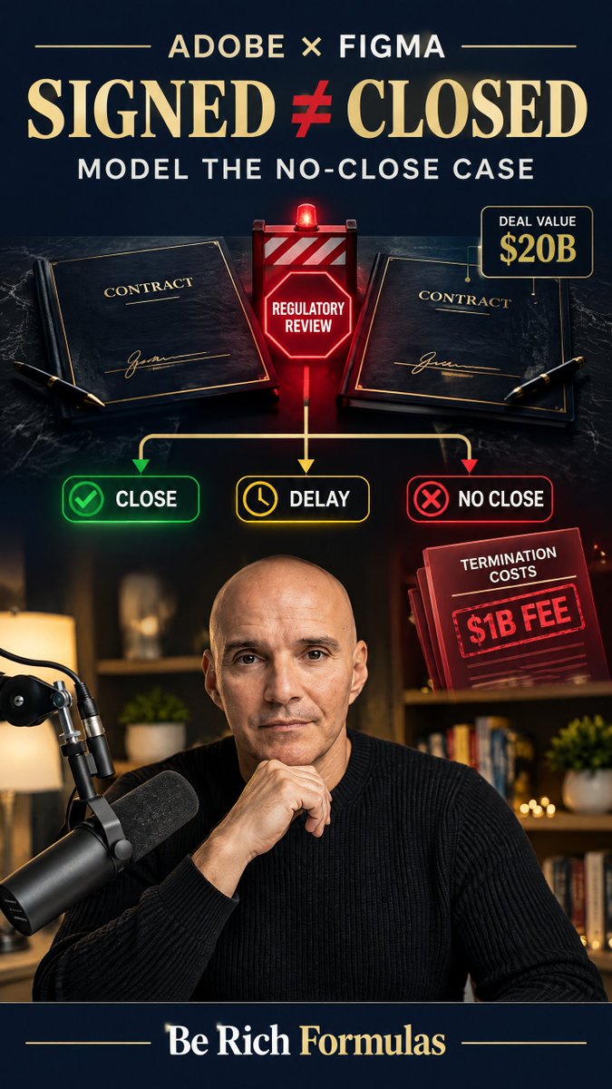 jeanmarclopez's tweet photo. A signed deal is not a closed deal
Comment “M&A” for more institutional deal-screening frameworks. Follow @BeRichFormulas and use the link in bio to explore the Business PE/VC tools from Aventure Capital #FinanceEducation #BusinessStrategy #AventureCapital #Adobe #BeRichFormulas https://t.co/RbcDddJUsH