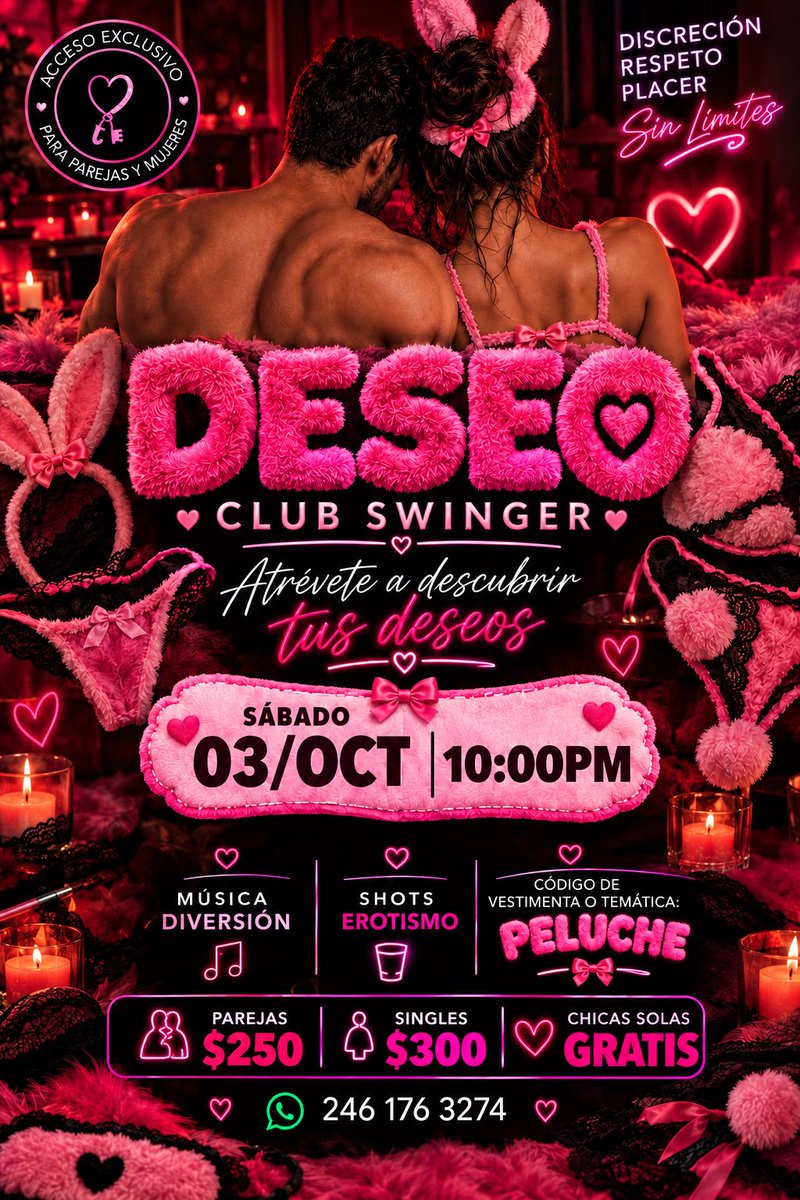 DeseoClub0a's tweet photo. Ya tenemos temática para nuestro próximo evento 🔥 
Hagan sus reservaciones ✨ https://t.co/RFuyghvliU