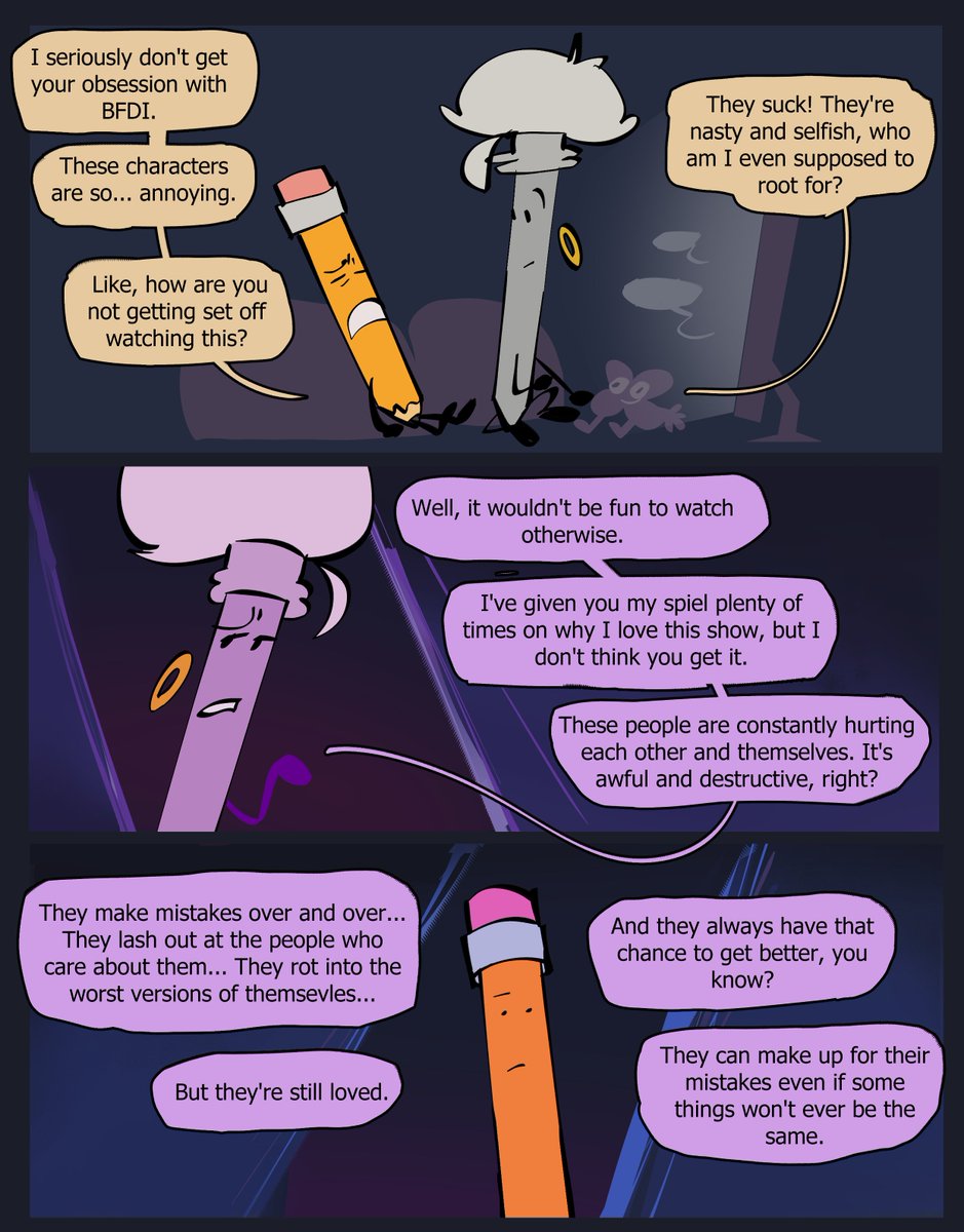theholycitrus's tweet photo. Duster explains why she loves BFDI to Pencil. #forensicsosc https://t.co/H62KbJExCl