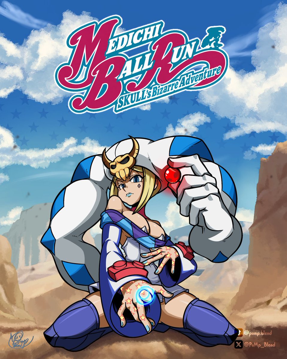 PuMp_Blend's tweet photo. Medichi Ball Run

#SkullgirlsArtContest2026 #sbr #jjba #cerebella #art https://t.co/EL03lG6XkG