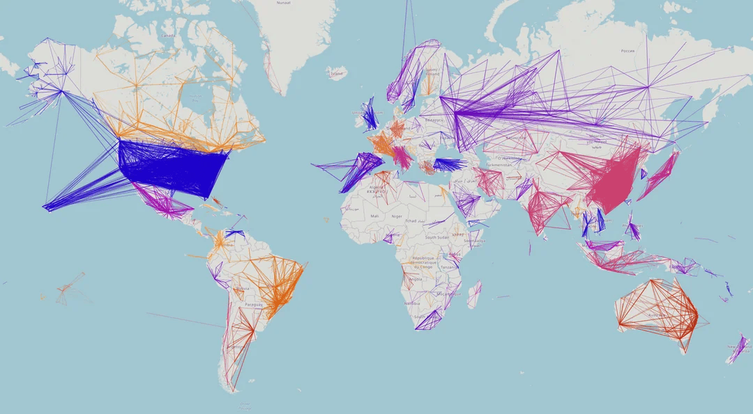 BrilliantMaps's tweet photo. Map Showing Only Domestic Flights Within Countries

See the top 10 markets: https://t.co/Zx4kUE8BYd https://t.co/3FRS98cIQF