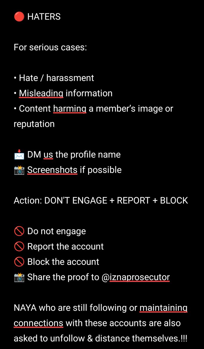 iznaprosecutor's tweet photo. Welcome to @iznaprosecutor  ⚖️ 🧑🏻‍⚖️👩🏻‍⚖️
Standing as a protective shield for @izna_offcl against online.

Our enforcement strategy is divided into three action tiers:
🔴 HATERS 🟡 TOXIC NAYA 🟢 NAYA JOKES

#izna #이즈나 #마이 #방지민 #코코 #유사랑 #최중은 #정새비
#iznaprosecutor  ⬇️👇🏻 https://t.co/EmtdTnEUI8