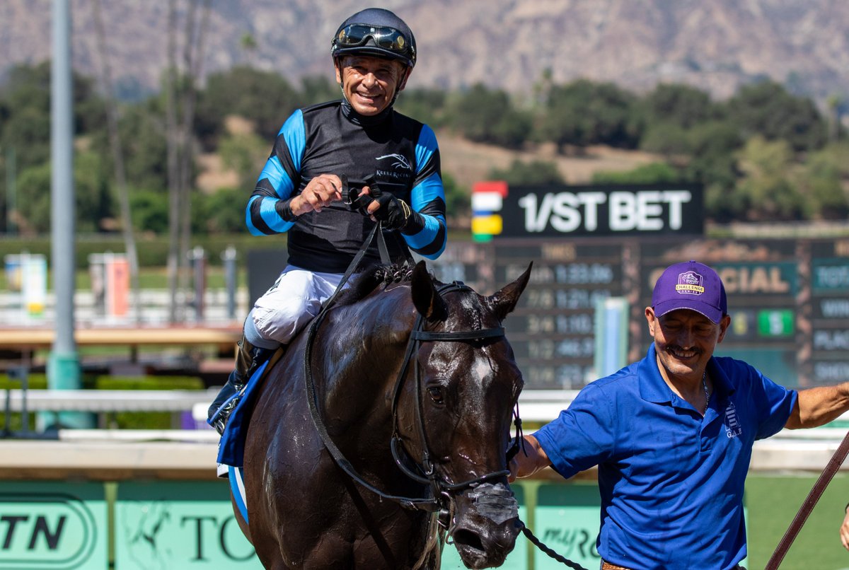 Equibase's tweet photo. What a performance by the tough 7yo gelding CABO SPIRIT, who found another gear in the stretch to win the G2 City of Hope Mile S. at @santaanitapark for trainer George Papaprodromou with @mikeesmith10 aboard!

In his 45th career start, Cabo Spirit punched his ticket to the @BreedersCup Mile! 

The 7yo Pioneerof the Nile gelding made a bid in the 2024 G1 BC Turf and now heads to @keeneland for the 2026 Mile with 6 graded stakes wins on his resume. 

Congratulations to Cabo Spirit and all connections!

Check out his horse profile on Equibase:
https://t.co/lYHjCt4bZY

📸Eclipse Sportswire