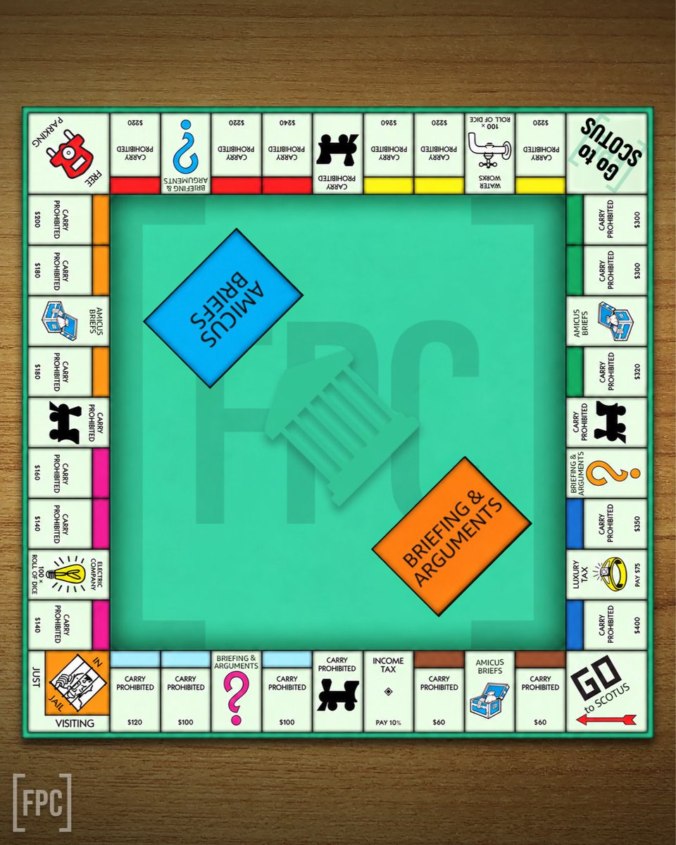 gunpolicy's tweet photo. Governments issue carry permits, then cover the board with places where carrying is prohibited.
With 2 carry cases currently being considered for review by SCOTUS, we are excited to pass go and begin the battle on the biggest stage. https://t.co/kOsaouYdHh