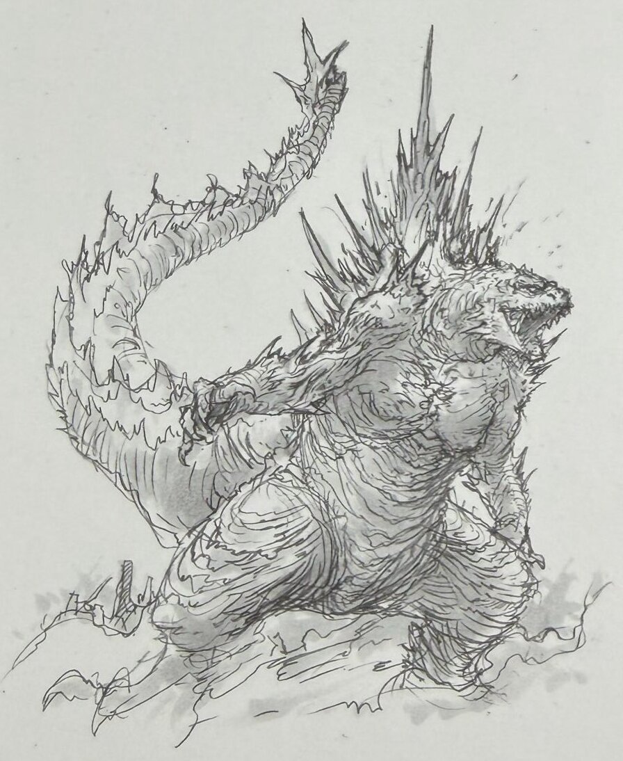 14_kaiju's tweet photo. Better look at the ‘Godzilla Minus Zero’ drawing by director Takashi Yamazaki https://t.co/IN5huVBE4I