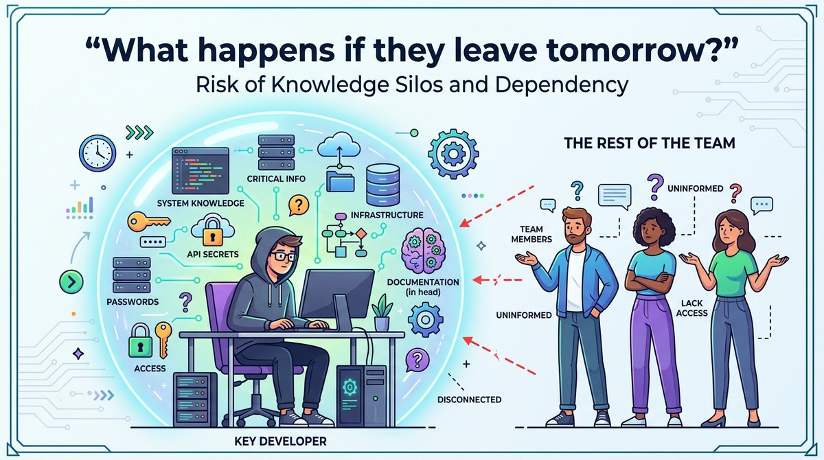 IainWhiteAU's tweet photo. If one developer knows how everything works, you don’t have a technology problem. You have a business risk.

Ask yourself: what happens if they leave tomorrow?

Share knowledge. Document critical systems. Remove single points of dependency.

#TechLeadership #Startup https://t.co/TX6wqcuE5H