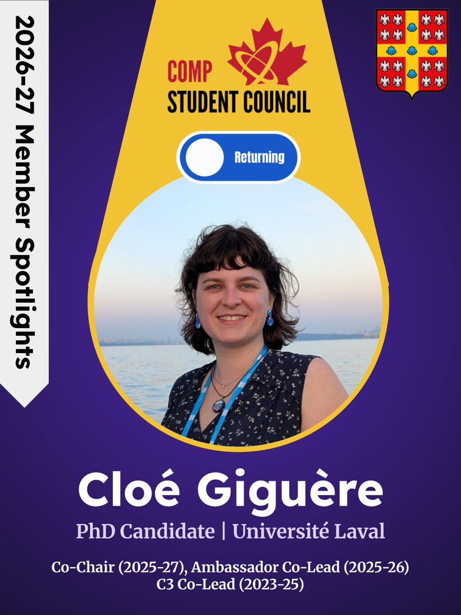 COMPTrainees's tweet photo. Today's member spotlight is on returning Co-Chair Cloé Giguère from @universitelaval! We're looking forward to the year ahead. 🍁 Nous mettons aujourd'hui le plein feu sur notre Co-Chef retournante, Cloé Giguère de @universitelaval ! Nous anticipons une bonne année ensemble. https://t.co/5158KBLStM