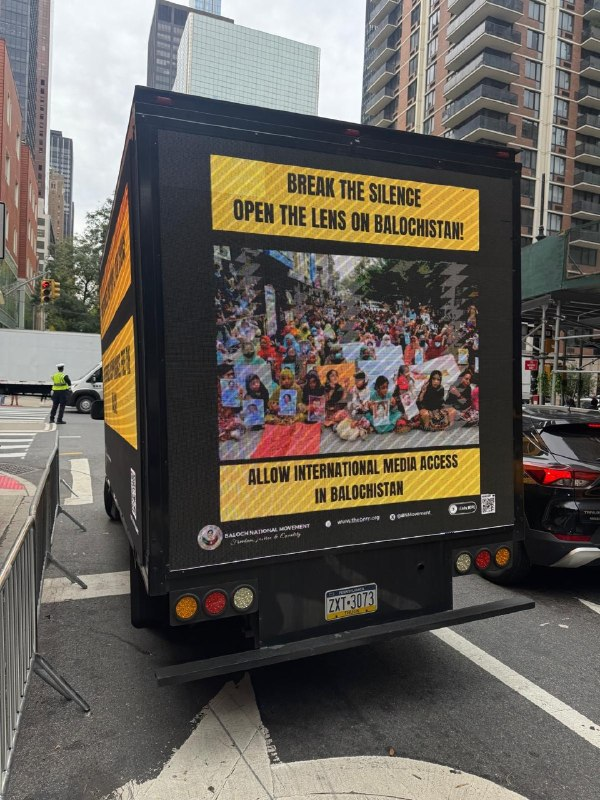 BNMFootages's tweet photo. BNM Digital Truck | New York | 25 September 2026

During UNGA 81, BNM took the Balochistan issue onto New York’s streets. A digital truck moved through busy roads and public spaces, carrying messages on enforced disappearances, military actions, arrests of activists and women, destroyed homes, and the plunder of natural resources.

The aim was simple: put Balochistan in front of diplomats, journalists, and the city itself  and break the silence.

Sami Baloch, President, BNM USA: the campaign was meant to take Balochistan’s message to as many people as possible, and to tell the world what is happening.

#BNMinUSA 
#BNMatUN 
#BNMGlobalCampaign