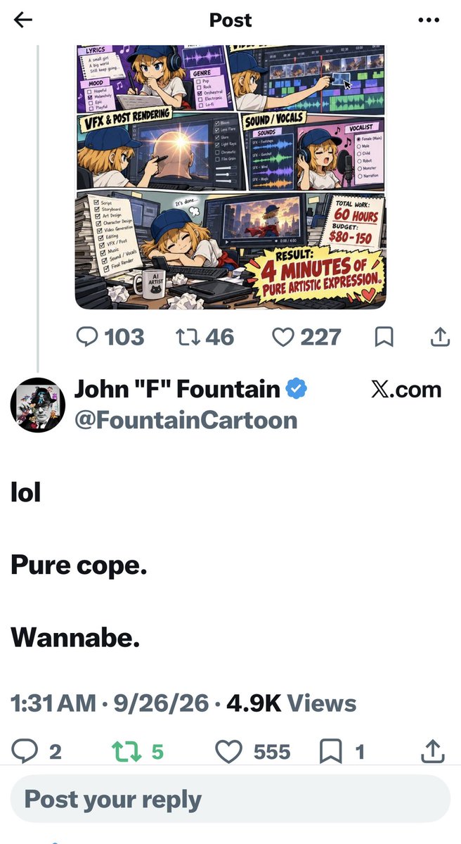 FountainCartoon's tweet photo. Hey, “King”… this is what you kids call “Ratioed”… am I getting that right? 🤣 https://t.co/0qrHV6A5hm