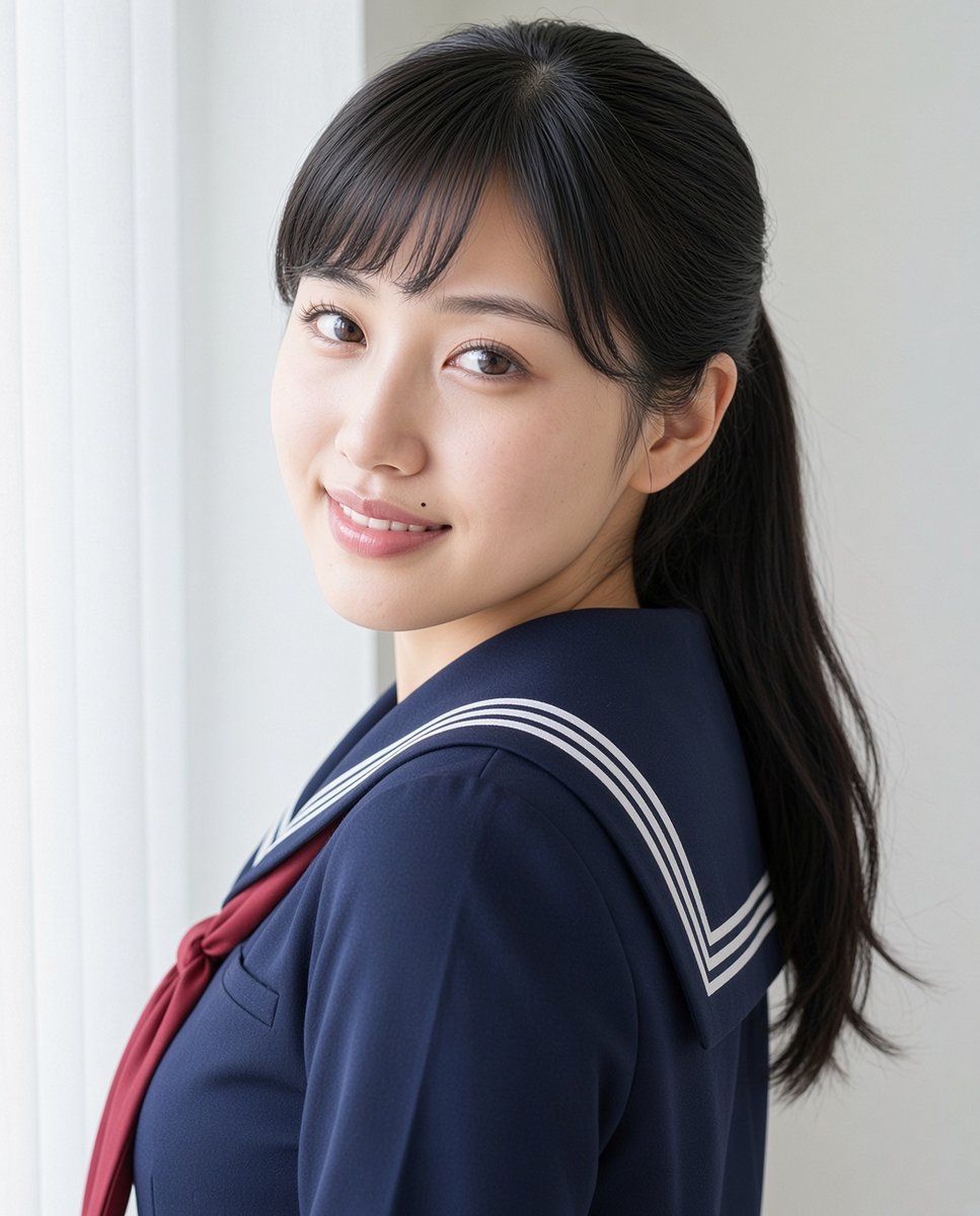 Poyom_f's tweet photo. 今回は「世界で一番セーラー服の似合う女子高生」歩詠がいろいろな髪型を試してみたよ。どれが最も似合っているか教えて!
❶ポニーテール(平常運転)
❷ボーイッシュショート(失恋後?)
❸軽くkiss curl(中途半端?)
❹ツインテールのkiss curl(50's)
できれば、理由も教えほしいぞよ。ﾍﾍ https://t.co/Ic8GG46ime