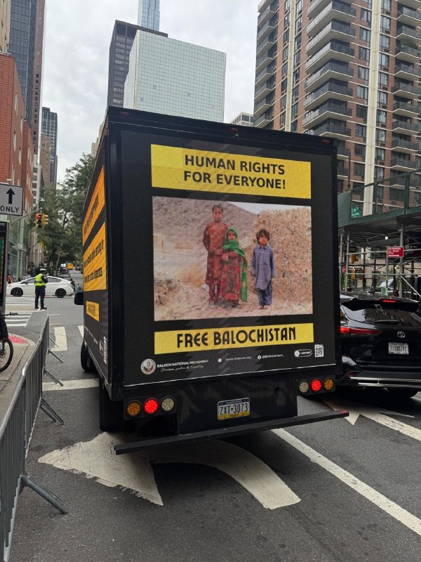BNMFootages's tweet photo. BNM Digital Truck | New York | 25 September 2026

During UNGA 81, BNM took the Balochistan issue onto New York’s streets. A digital truck moved through busy roads and public spaces, carrying messages on enforced disappearances, military actions, arrests of activists and women, destroyed homes, and the plunder of natural resources.

The aim was simple: put Balochistan in front of diplomats, journalists, and the city itself  and break the silence.

Sami Baloch, President, BNM USA: the campaign was meant to take Balochistan’s message to as many people as possible, and to tell the world what is happening.

#BNMinUSA 
#BNMatUN 
#BNMGlobalCampaign