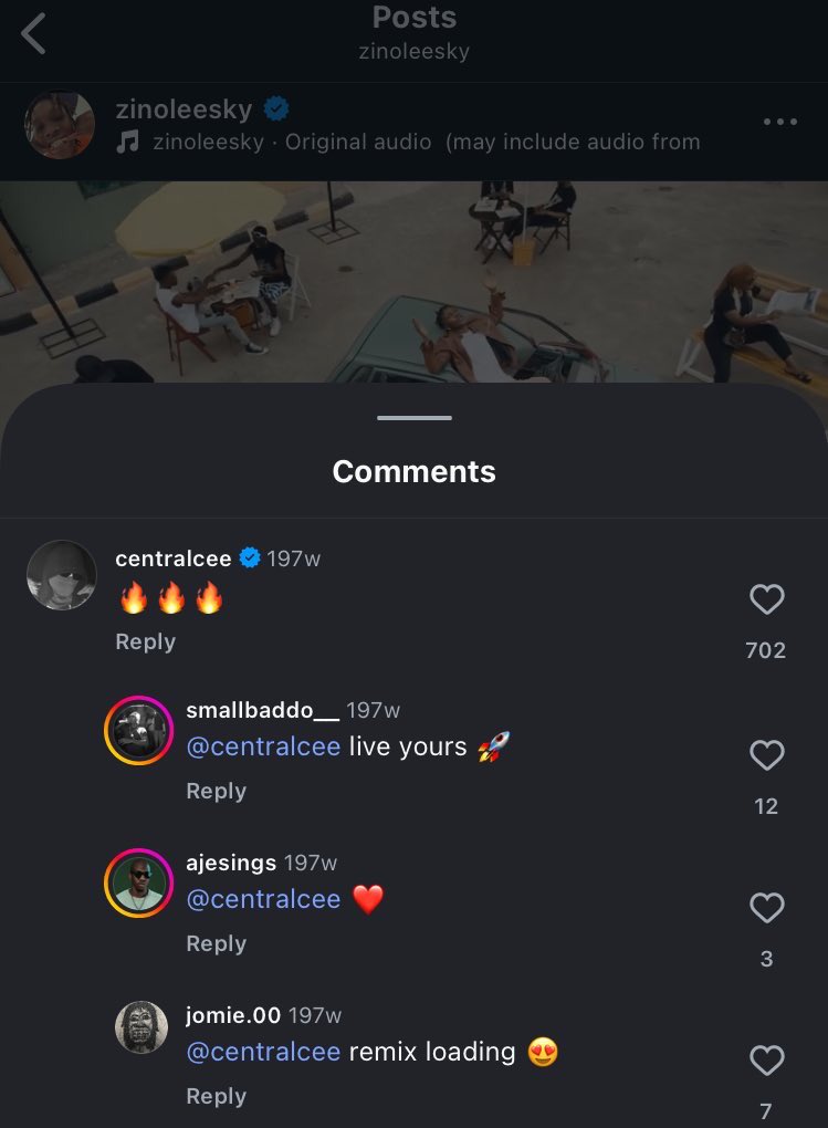 SENIORBOLAJI1's tweet photo. My Two fav 
 Nigeria Artist Dat Central Cee has commented on there post 
1. ZINOLEESKY
2. ASAKE 🆕 https://t.co/V9w25xc27u
