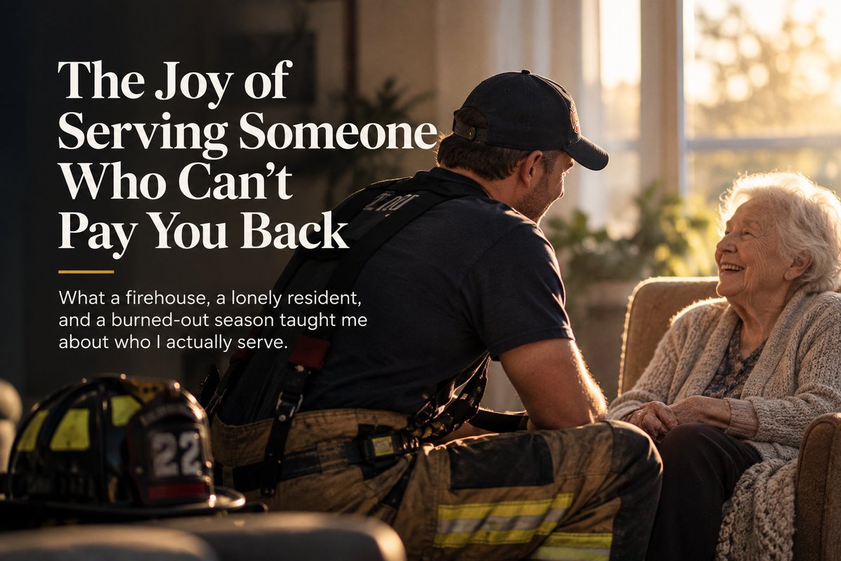 The_MDE's tweet photo. The joy of serving someone who can't pay you back is one of the deepest there is. What a firehouse taught me about who I actually serve: https://t.co/3SACzyyZLW https://t.co/VcOu8upFMU