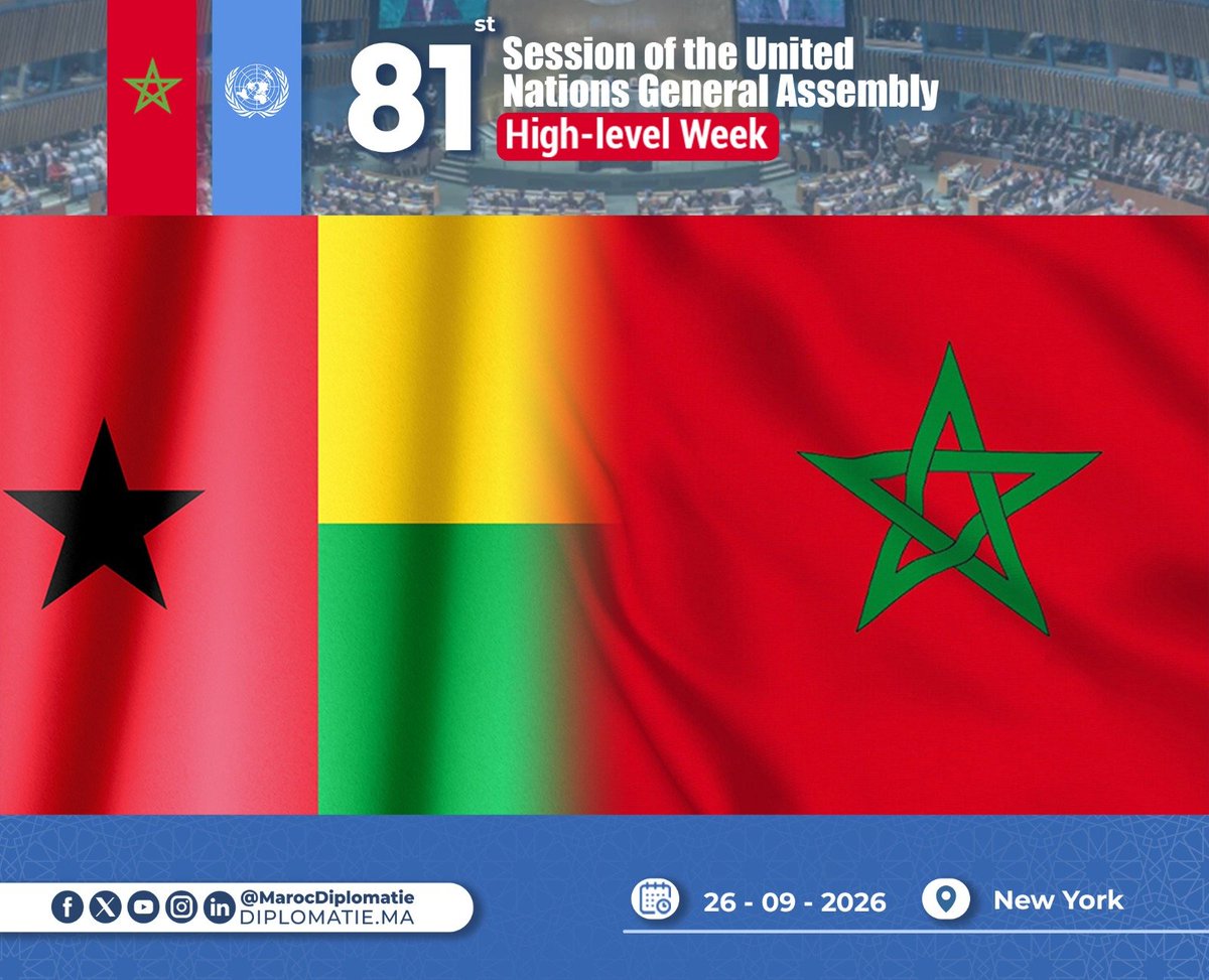Marocdiplo_EN's tweet photo. #Moroccan_Sahara: The Republic of #Guinea_Bissau reaffirms its clear and consistent stance backing Morocco's territorial integrity and sovereignty over its Sahara
🔗 https://t.co/d5269yzAai https://t.co/Rtv9yTEOiE