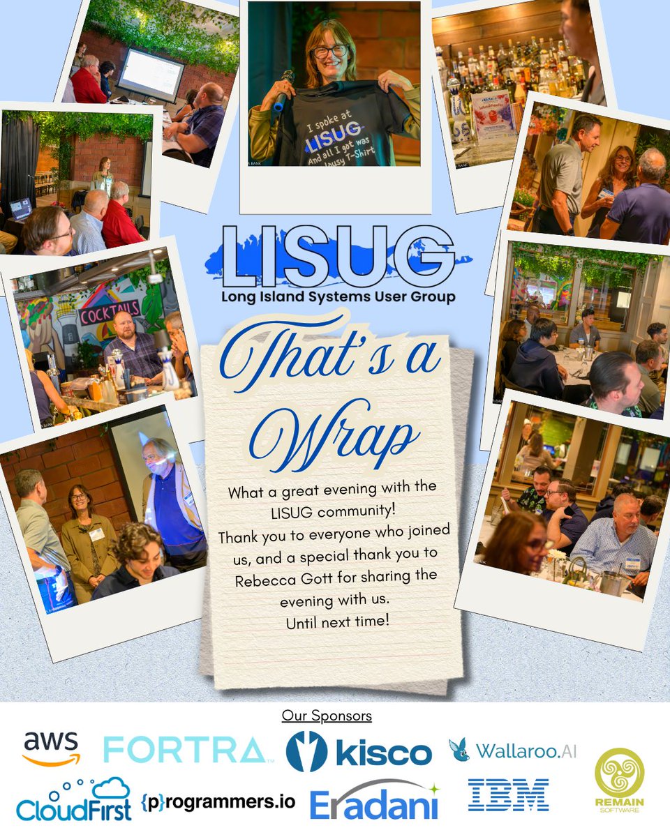 LISUG_Official's tweet photo. That’s a wrap! Thanks to everyone who joined LISUG, and to Dr. Rebecca Gott for sharing her insights on quantum, AI, and IBM Power. Thanks to our sponsors, too.
See you next time! #LISUG #IBM #IBMi #Quantum #ThatsAWrap https://t.co/mbcYjsy8Uc
