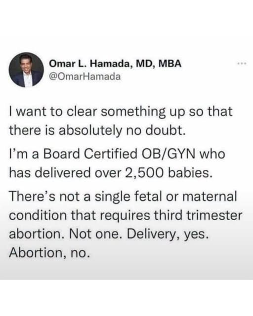 SaltyGoat17's tweet photo. Third trimester abortion is MURDER!!

Plain and simple.. https://t.co/5xBqxqiWBg