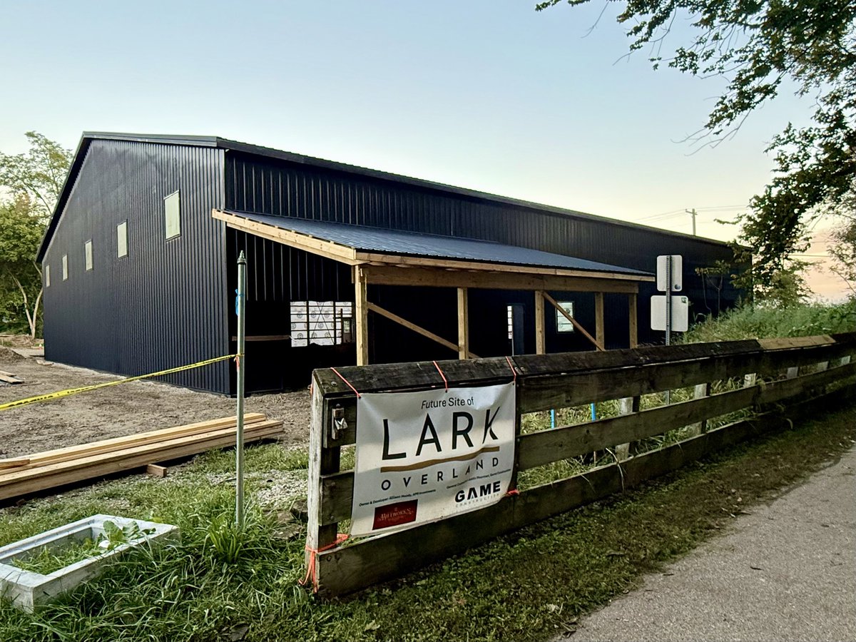 danielford77's tweet photo. entering our dark lark era. 
just the building though. 
the future is as bright as ever.

#larkoverland  #scoutcampers  #adventurercampers  #tuneoutdoors  #radicaproducts  #terramotorcycles  #howlcampfires https://t.co/Y3mfgUzD2W