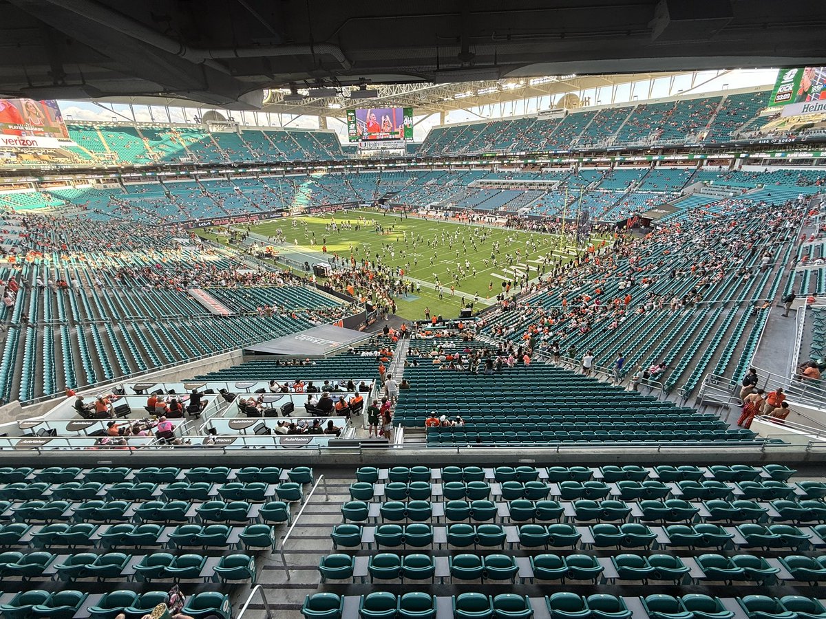 AdamJaksa's tweet photo. It’s game four of the 2026 season. 

Here’s our view tonight at Hard Rock Stadium. 

Central Michigan at #6 Miami 🏝️

We’re live: https://t.co/avihfoZYp0

#FireUpChips | #MACtion https://t.co/fTRXje0x3m