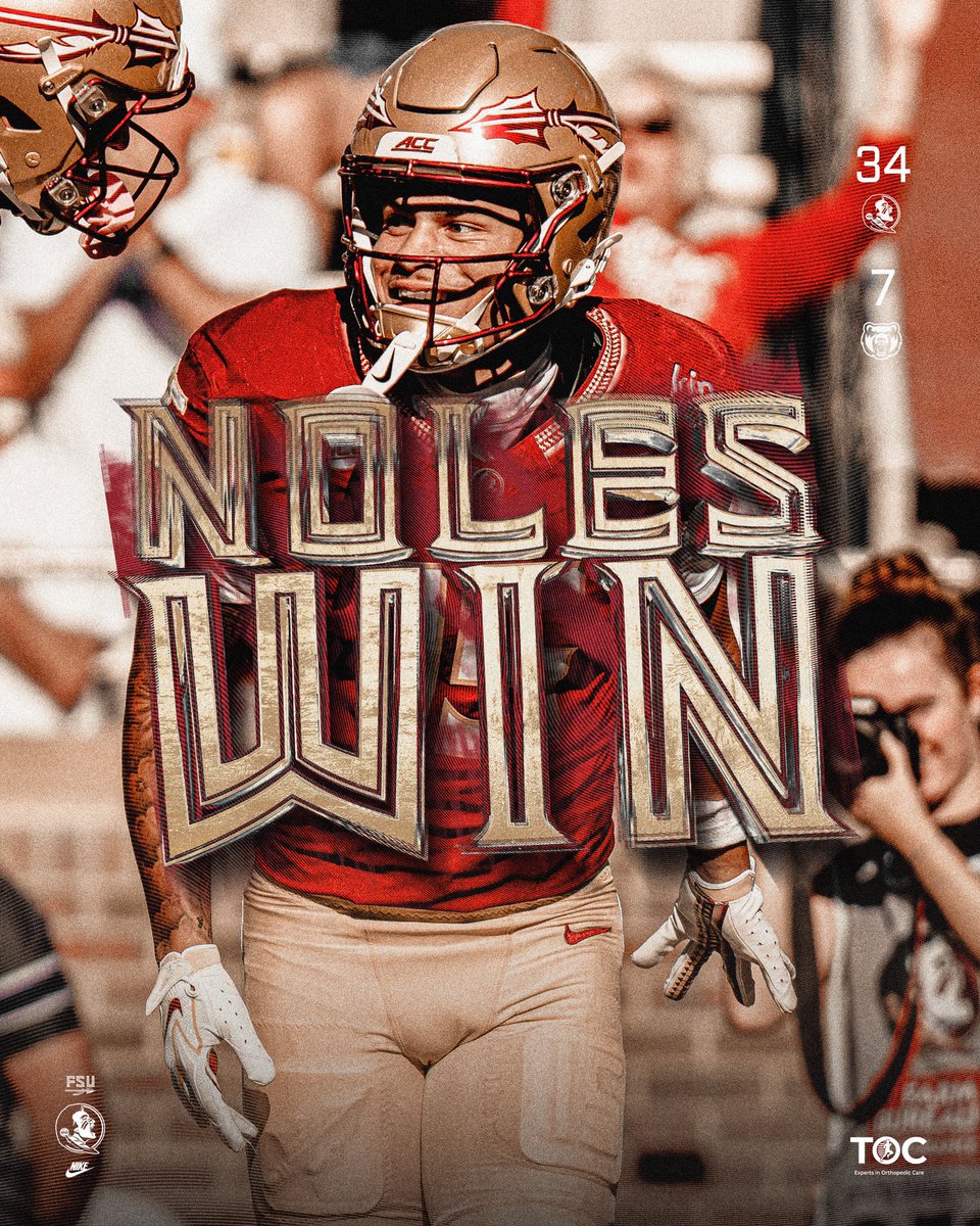 FSUFootball's tweet photo. #Noles Win ‼️

#NoleFamily | @Tally_Ortho https://t.co/s6BW6jdIi9