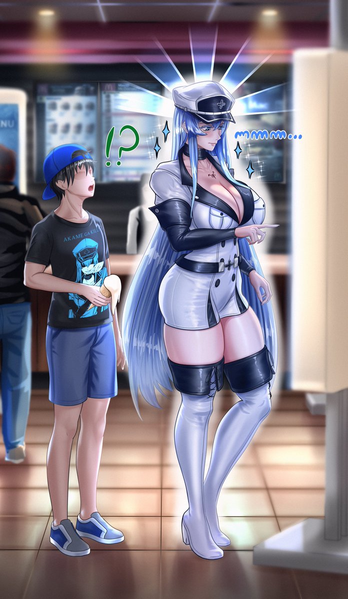 Esdesu17's tweet photo. I wish I could walk into a McDonald’s for ice cream and actually run into Esdeath like this...

But would she even know how to order? 🤔

(1/2) https://t.co/Sm147UvmcQ