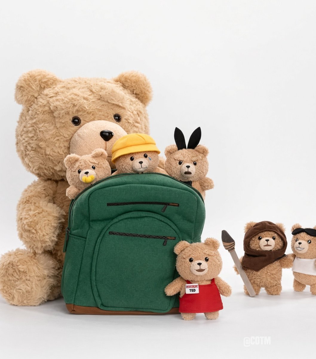 CartoonsOTMoon's tweet photo. Nuevo vistazo a los peluches oficiales de Ted: 

Llegarán a POP MART este año. https://t.co/9lb0ymXg52
