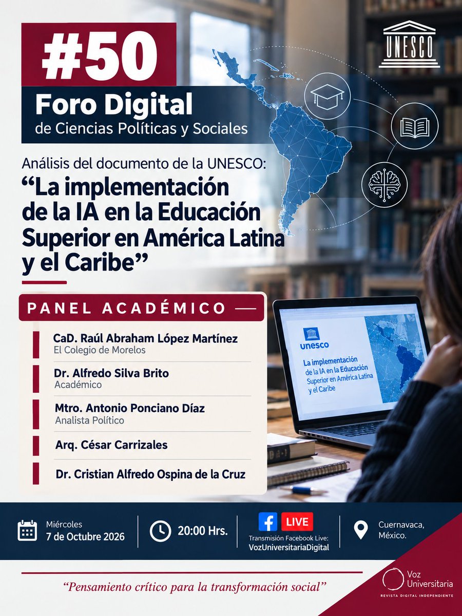 raulcronos's tweet photo. ¡Están cordialmente invitad@s!!  @UNESCO_es @SEP_mx @UNAM_MX @UnADM_Mx @ONU_es @elpoderdelc https://t.co/rNWn64auLr