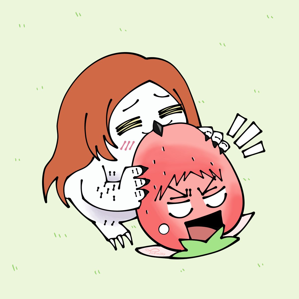 Infinity4980's tweet photo. "Orihime stop eating me!!!" 
#ichihime #haikyuu https://t.co/XX0UTmT18K