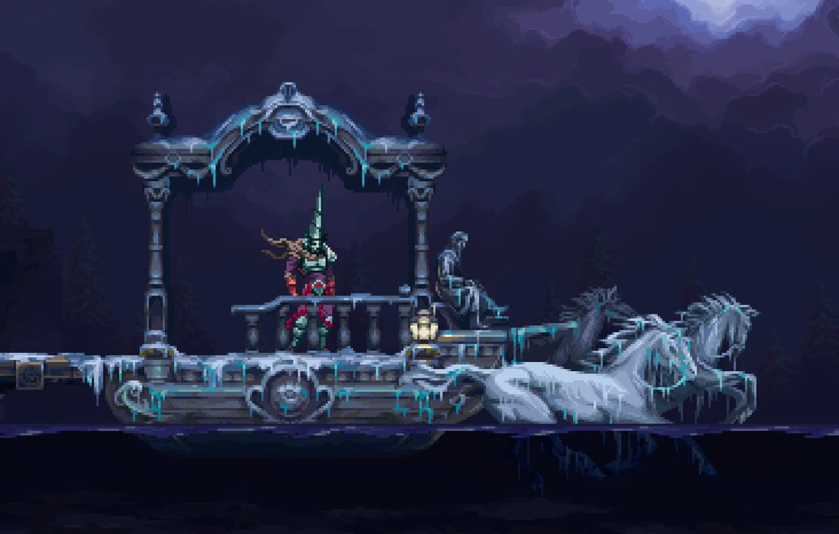 NerkinPixel's tweet photo. Lake boat, pixel art for Blasphemous II: The Third Sin #pixelart #ドット絵 #blasphemous https://t.co/xgWzgK6CPk